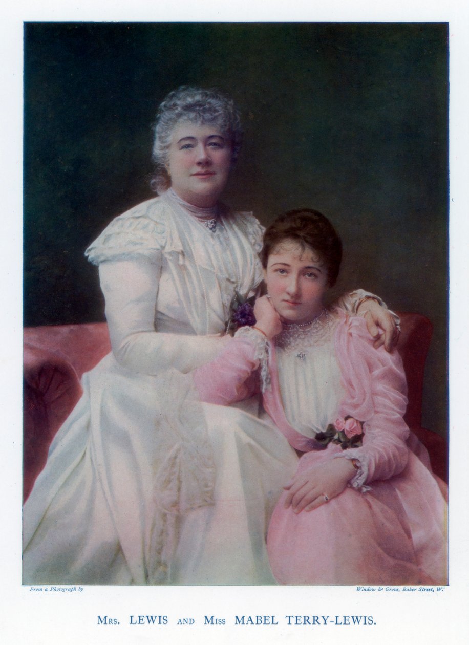 Mrs Lewis Kate Terry och Miss Mabel Terry-Lewis, brittiska skådespelerskor, 1901. av Window and Grove