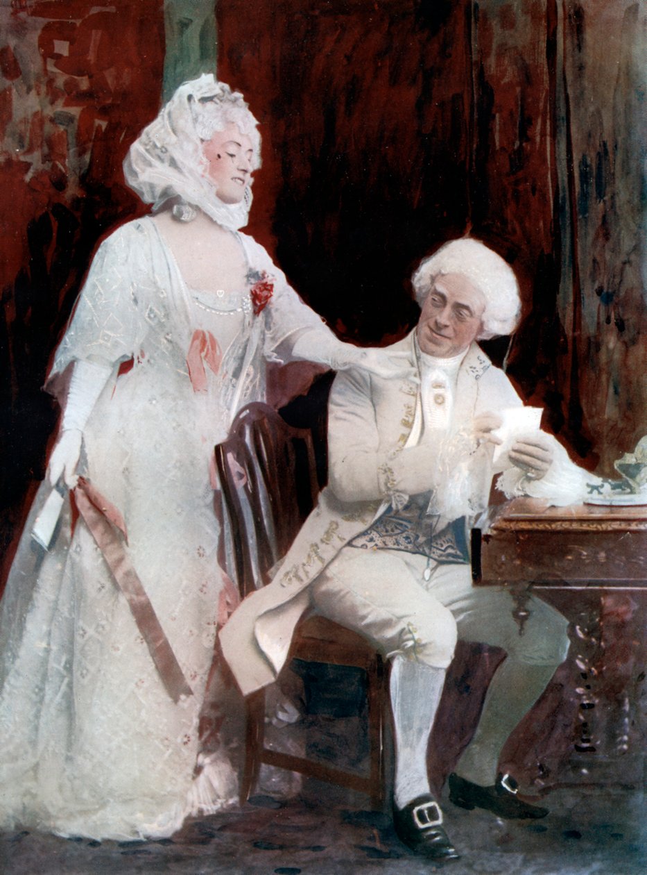 Winifred Emery och Cyril Maud i The School for Scandal, c1902. av Window and Grove
