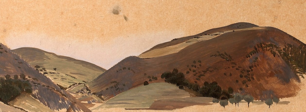 Landskapsstudie för Santissima Trinita, ca 1924 (olja på kalkerpapper) av Winifred Knights