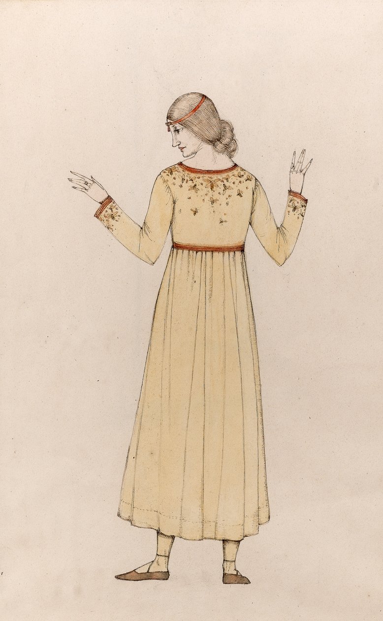 Självporträtt (penna och bläck med tvätt på papper) av Winifred Knights
