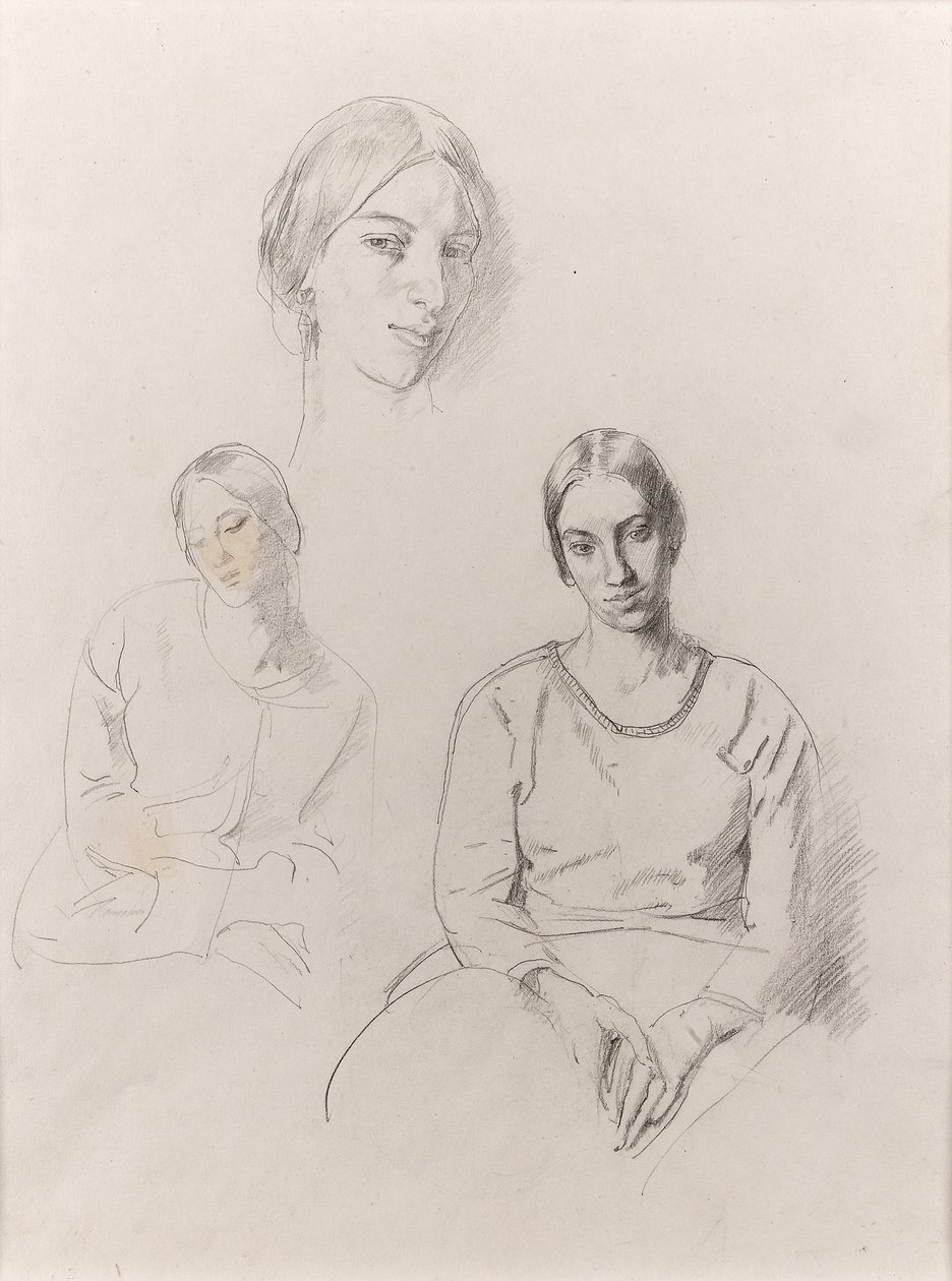 Självporträtt (penna på papper) av Winifred Knights