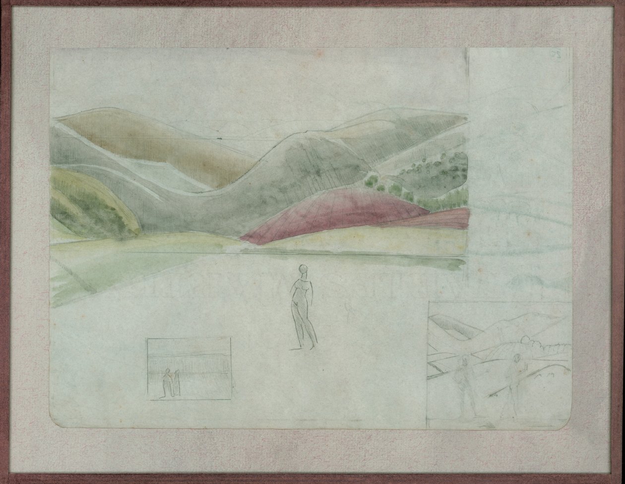 Studie för Santissima Trinita, c.1924 (penna och akvarell på papper) av Winifred Knights