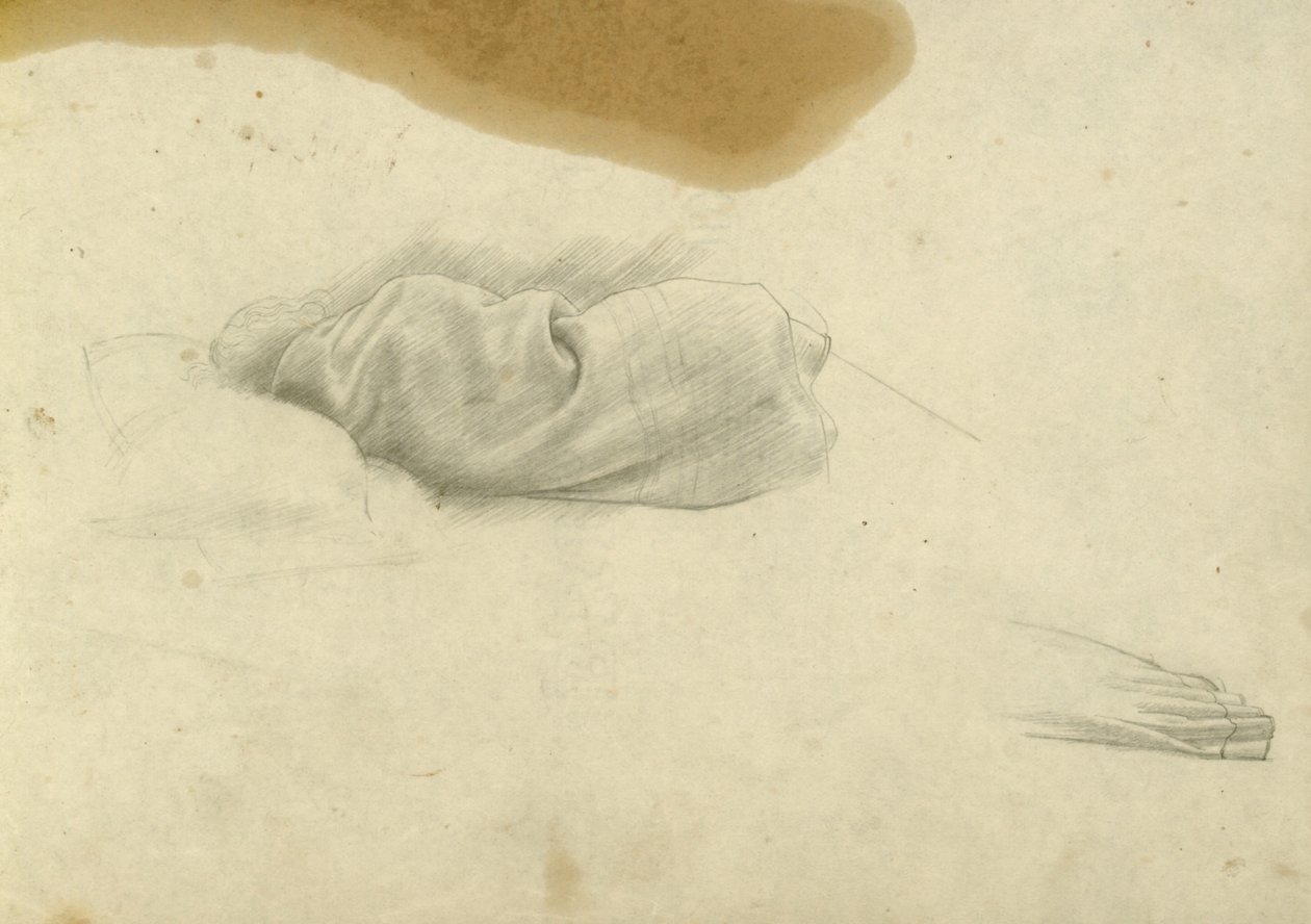 Studie för sovande kvinna för Santissima Trinita, ca 1924-30 (penna på papper) av Winifred Knights