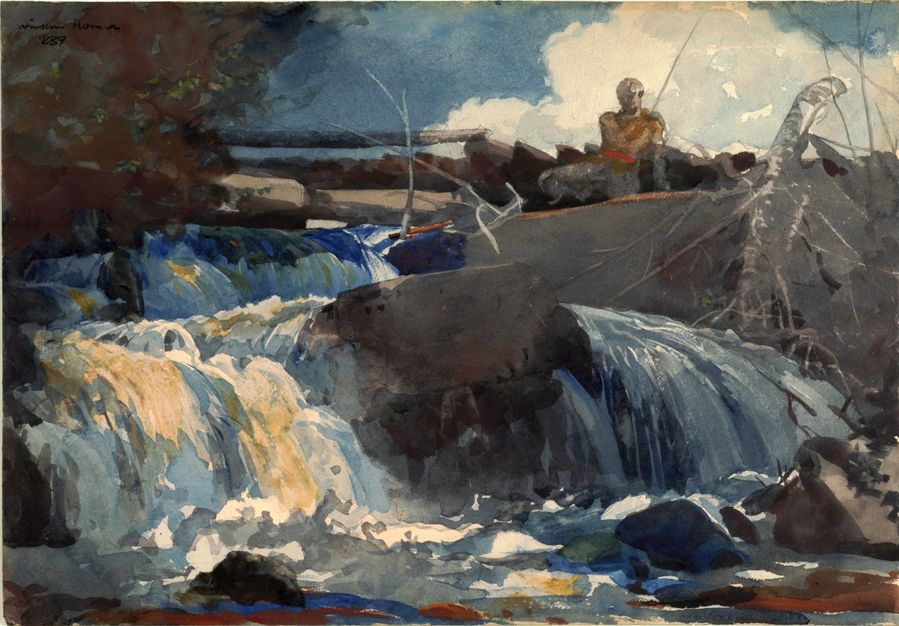 Casting in the Falls  av Winslow Homer