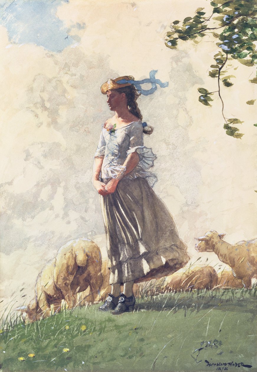 Frisk luft, 1878 (wc över kol på papper) av Winslow Homer