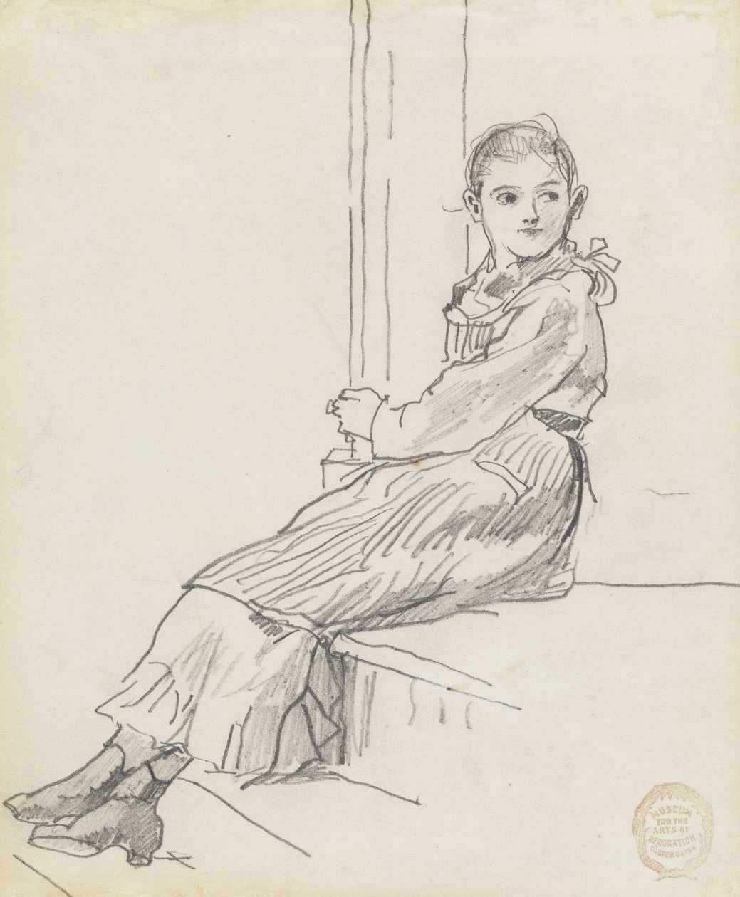 Flicka sitter på ett verandasteg av Winslow Homer