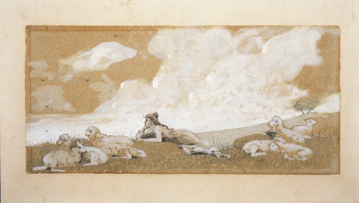 Girl and sheep av Winslow Homer