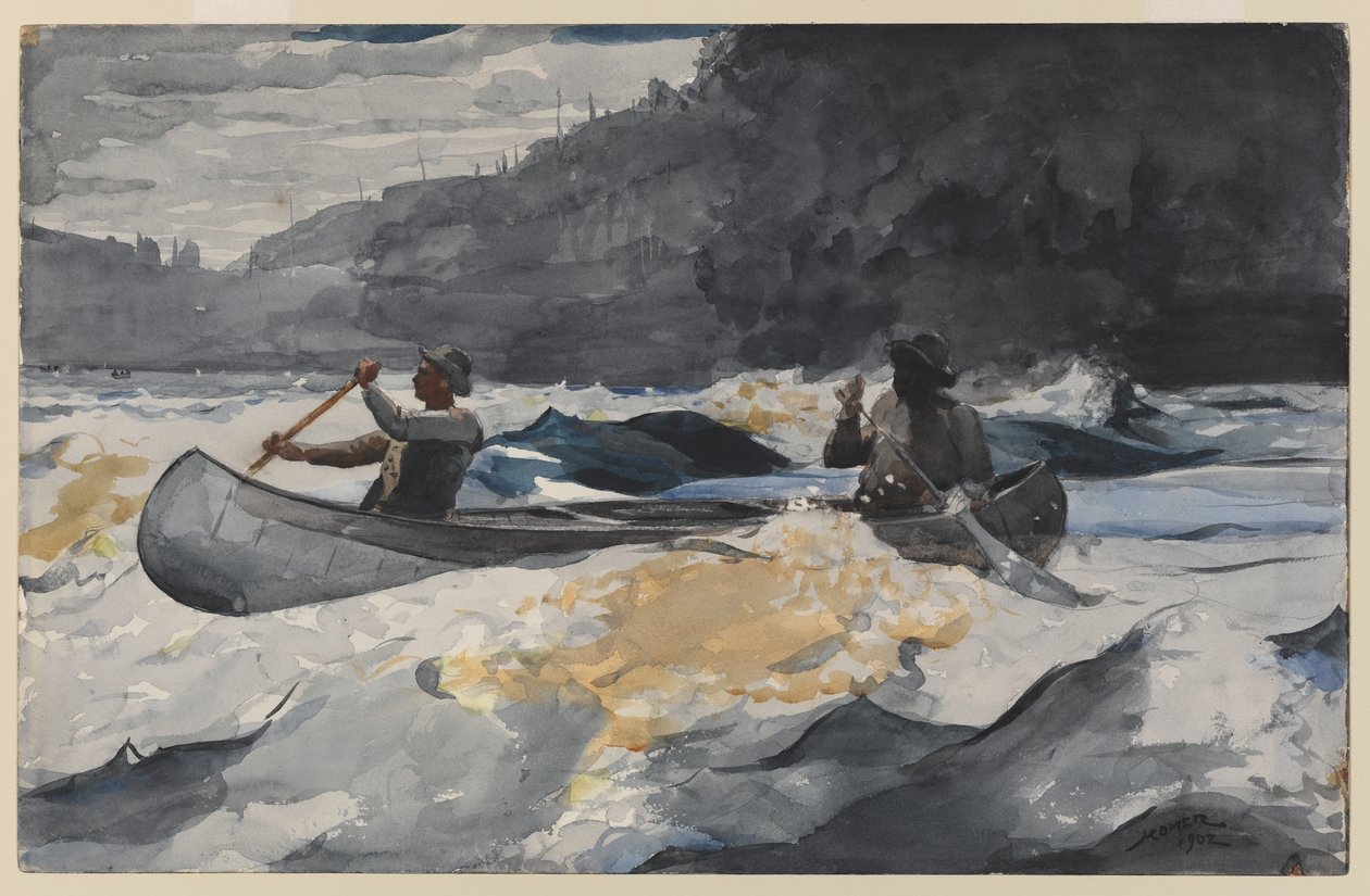 Shooting the Rapids, 1902 (wc över penna på papper) av Winslow Homer