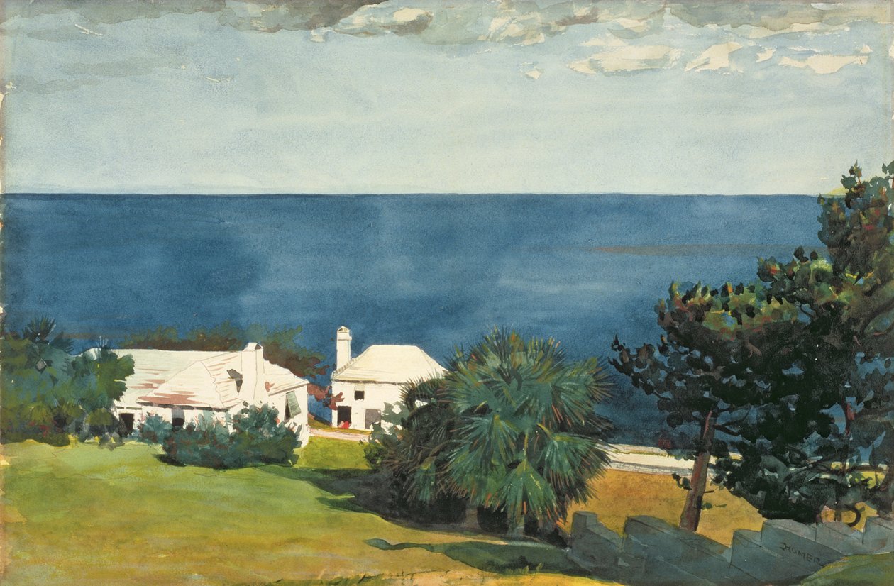 Shore at Bermuda, ca 1899 (wc över penna på papper) av Winslow Homer