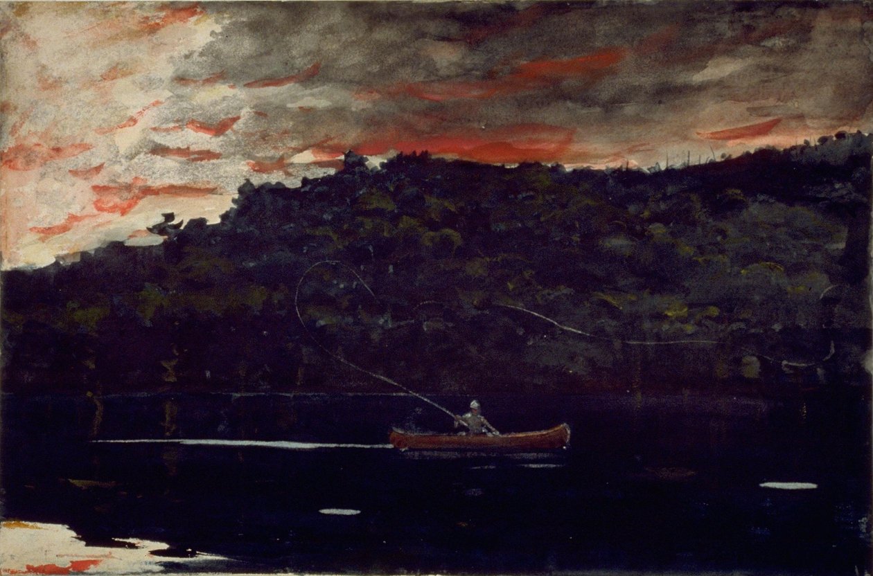 Sunrise, Fishing in the Adirondacks  av Winslow Homer