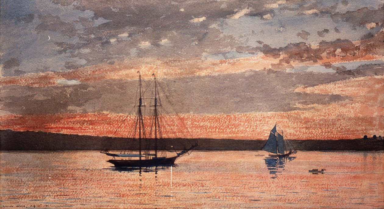 Sunset at Gloucester av Winslow Homer