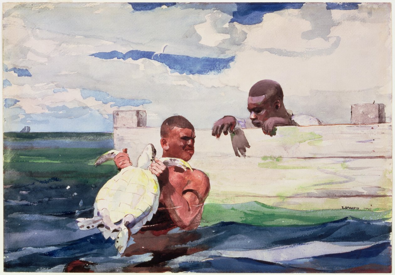 The Turtle Pound, 1898 (wc över penna på papper) av Winslow Homer