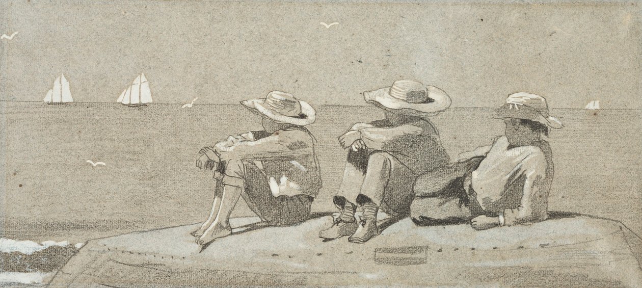 Three Boys on a Beached Dory  av Winslow Homer
