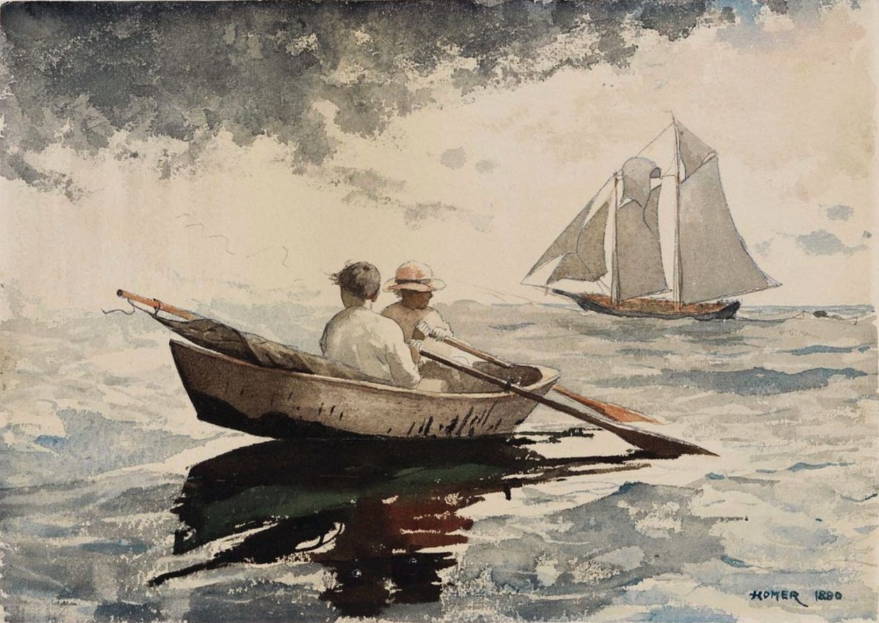 Two Boys Rowing, Gloucester av Winslow Homer