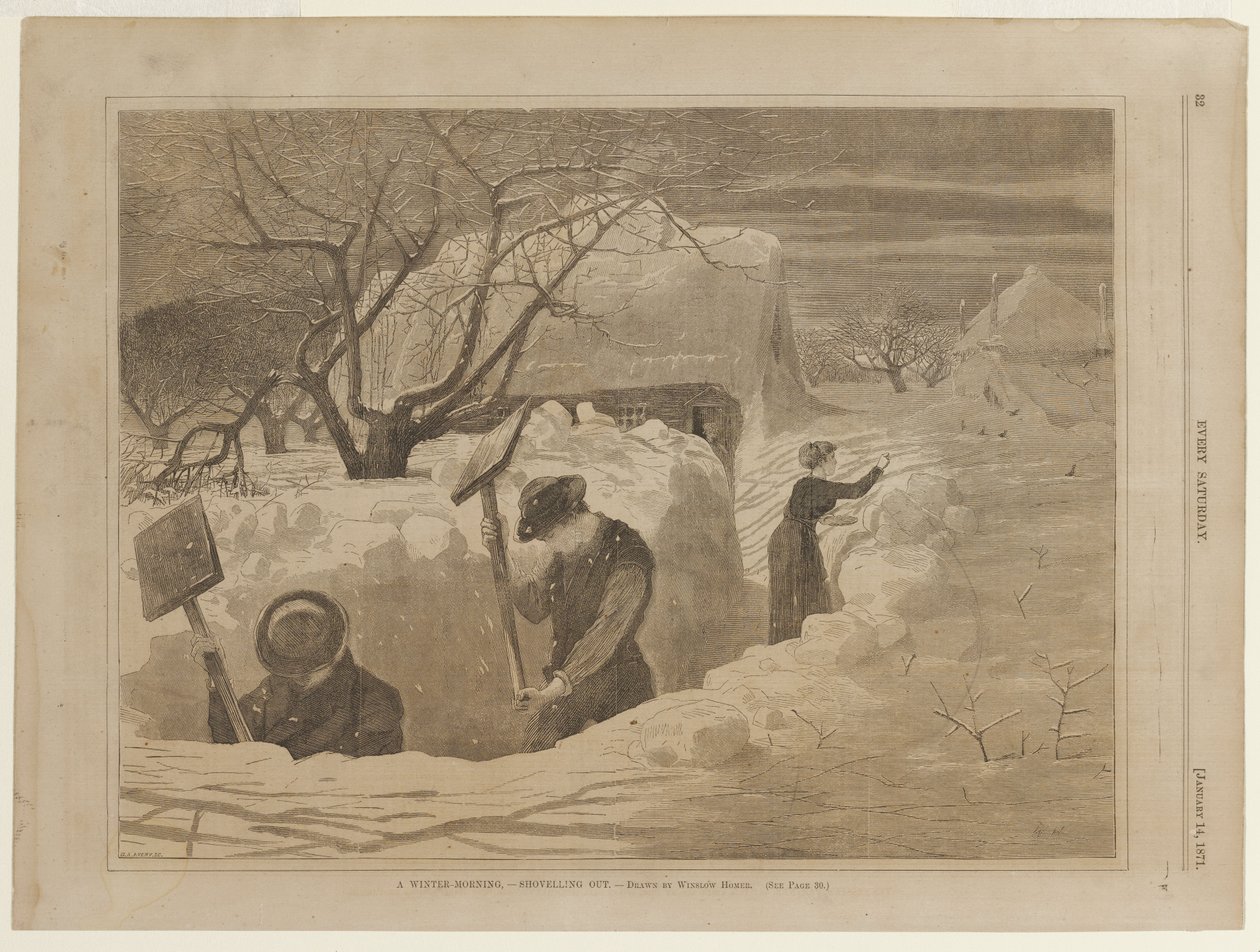 En vintermorgon med snöskottning av Winslow Homer