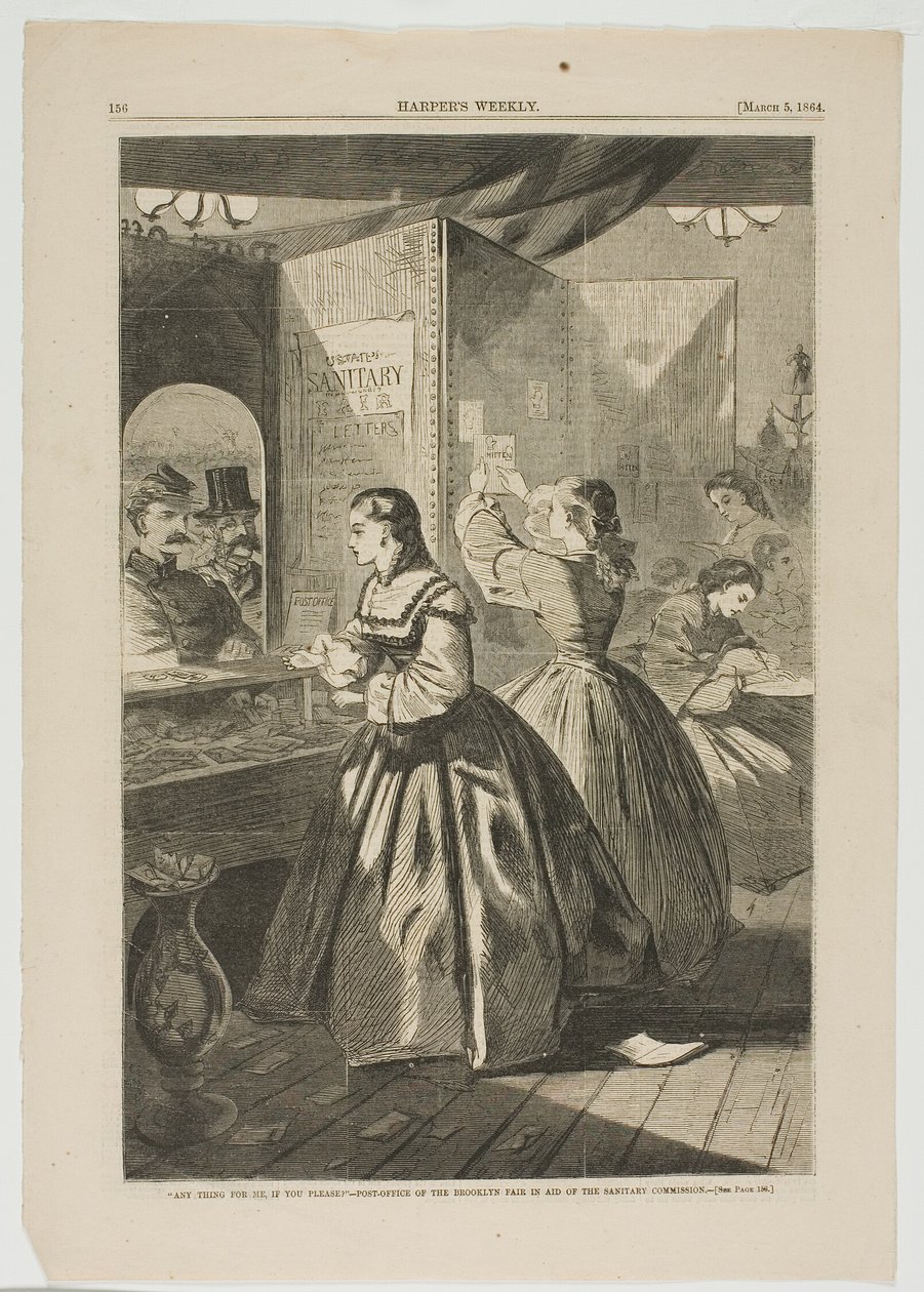 "Any Thing for Me, If You Please"-Postkontoret för Brooklyn Fair till förmån för Sanitary Commission av Winslow Homer