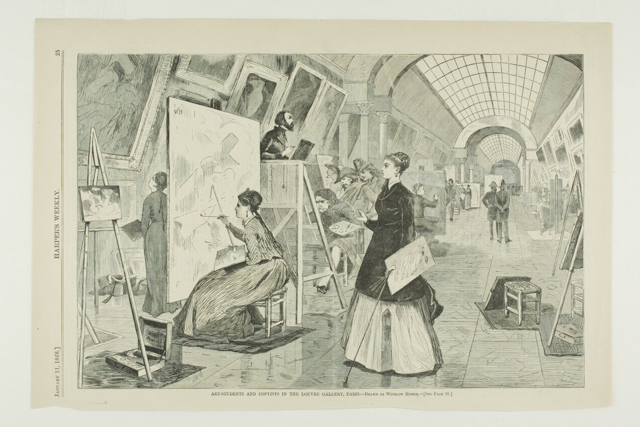 Konststudenter och kopister på Louvren i Paris av Winslow Homer