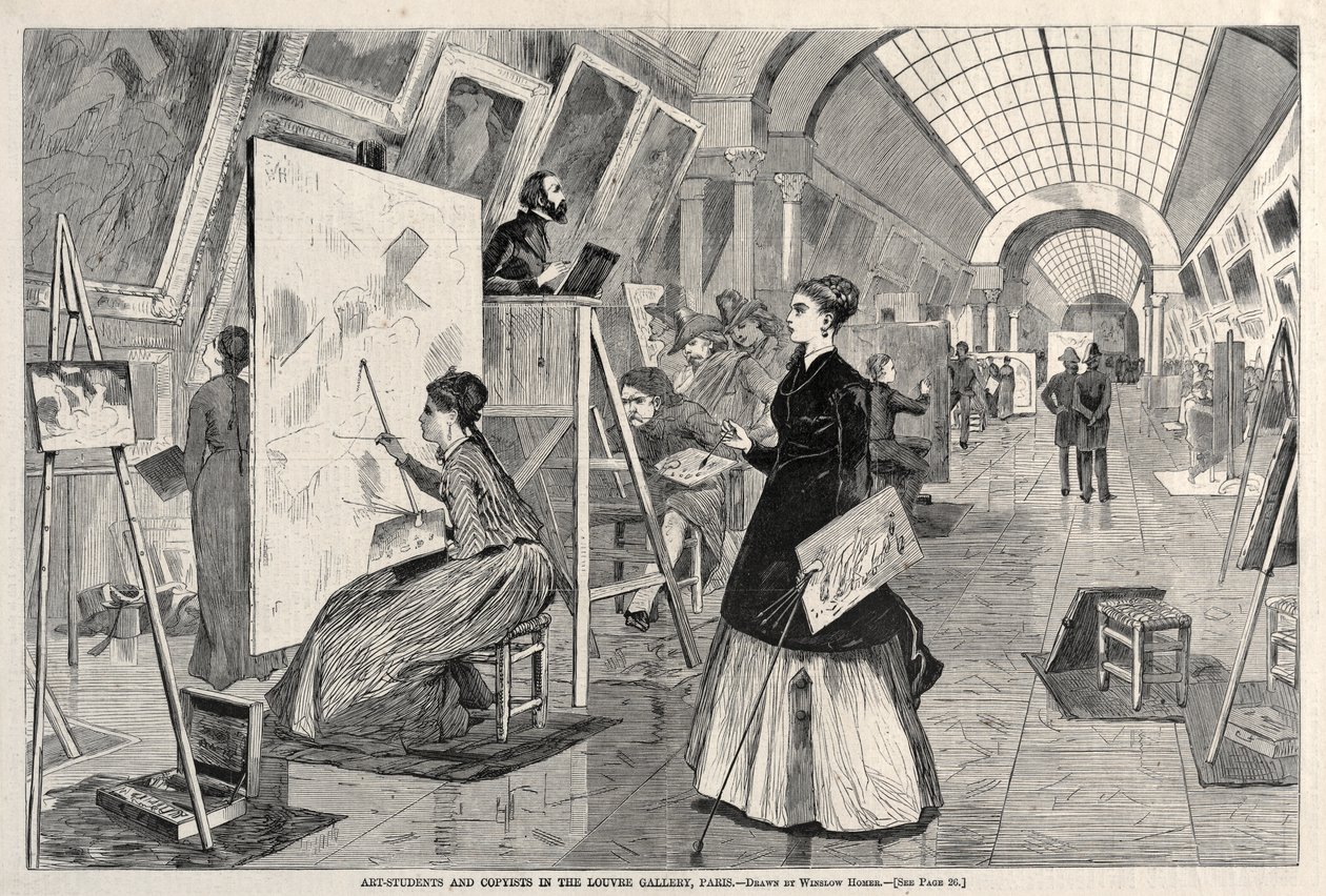 Konststudenter och kopister i Louvren, Paris av Winslow Homer