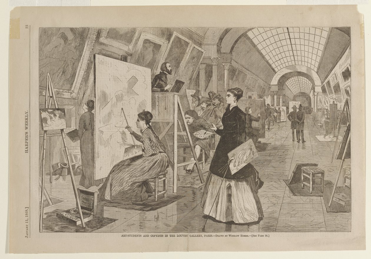 Konststudenter och kopister i Louvregalleriet, Paris av Winslow Homer