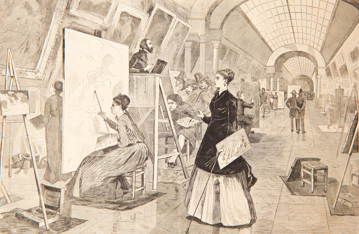 Konststudenter och kopierare i Louvren, Paris, 11 januari 1868 av Winslow Homer