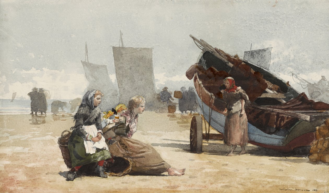 Strandscen, Cullercoats, 1881 av Winslow Homer