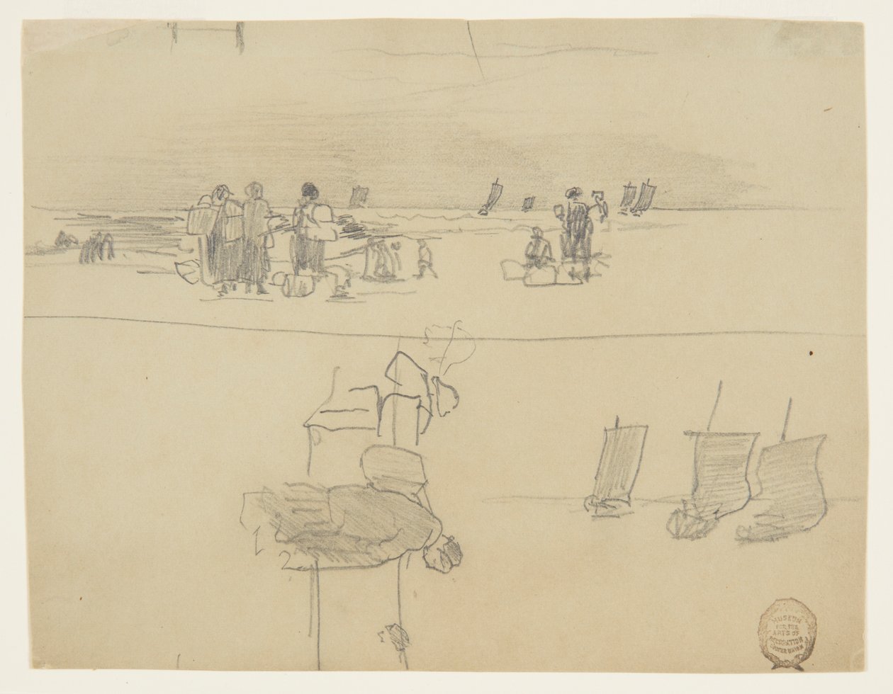 Strandscen med kvinnor som bär korgar, Cullercoats, England av Winslow Homer