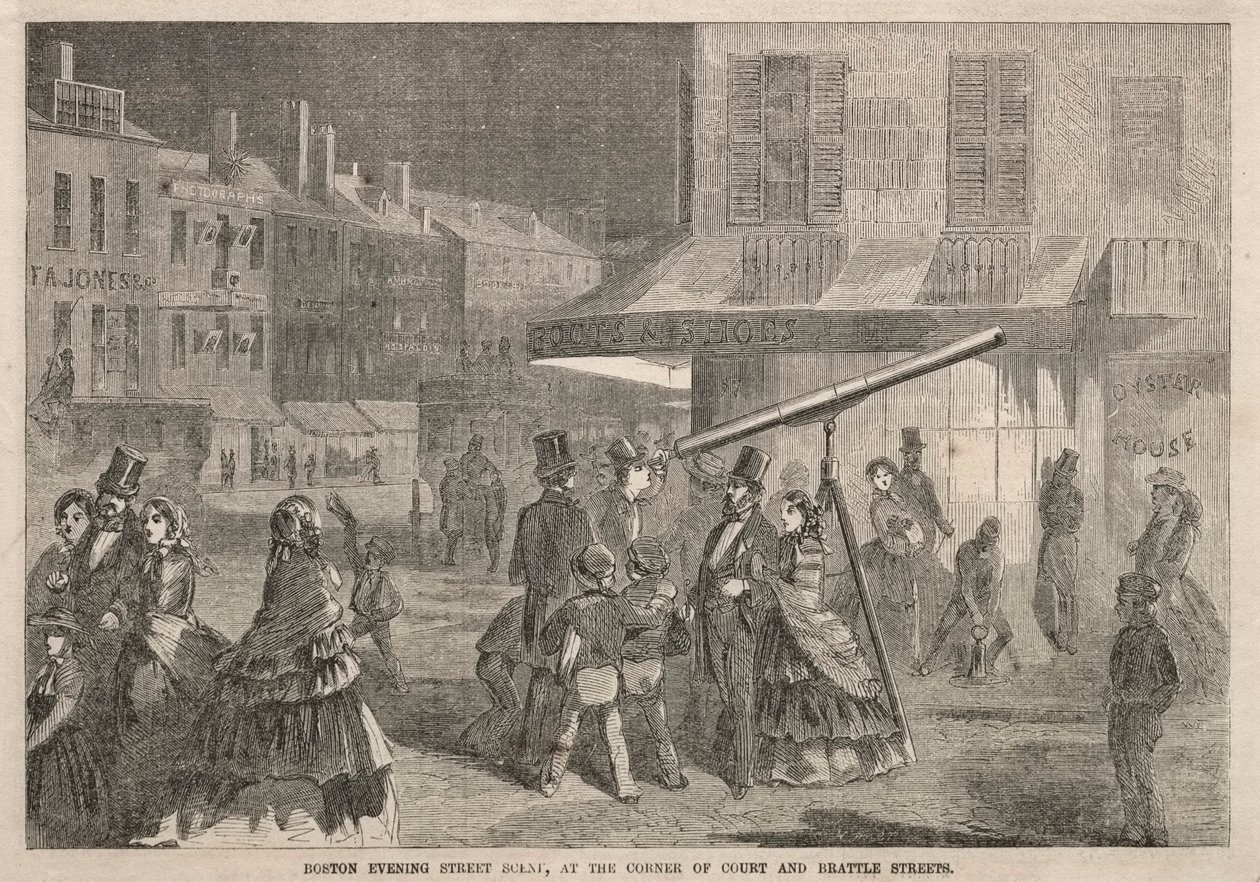 Gatuscen på kvällen i Boston, i hörnet av Court Street och Brattle Street av Winslow Homer