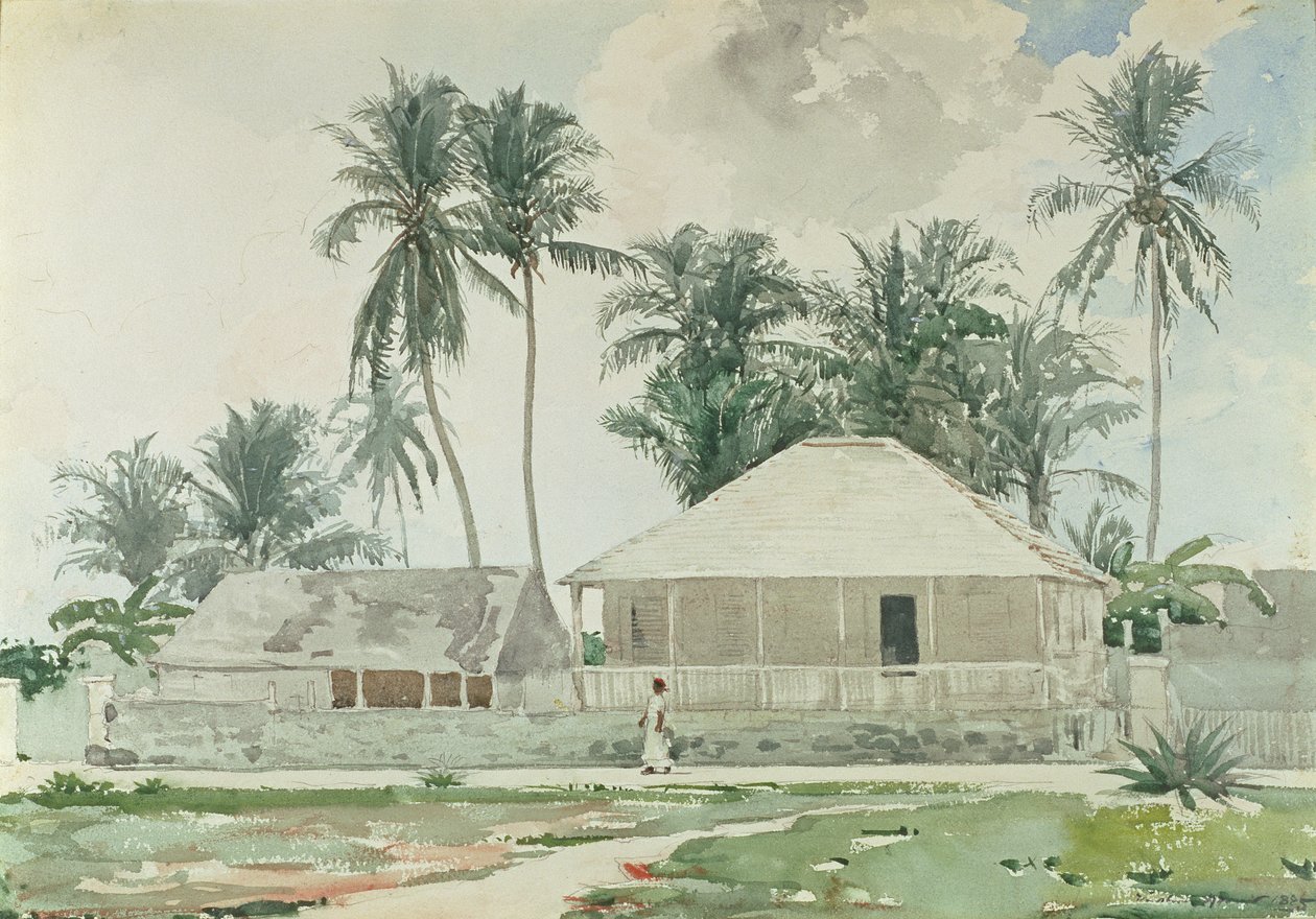 Cabins, Nassau, 1885 (wc och penna på papper) av Winslow Homer