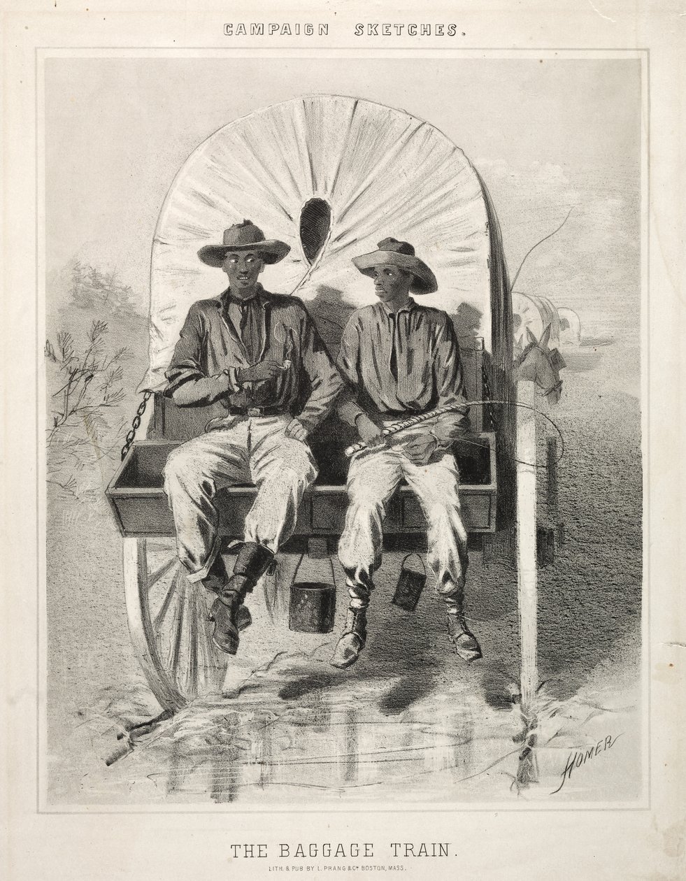 Kampanjskisser: Bagagetåget, 1863. av Winslow Homer