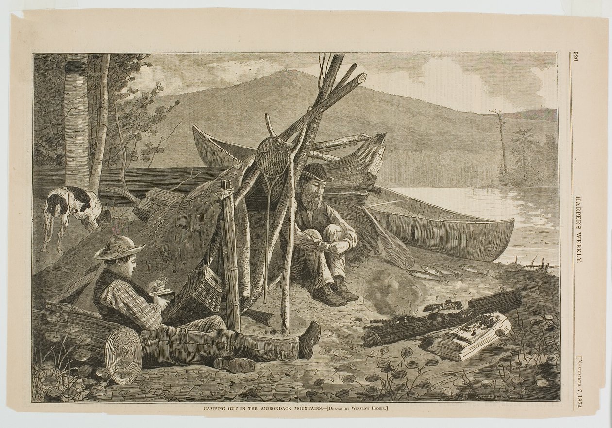 Camping ute i Adirondack Mountains av Winslow Homer
