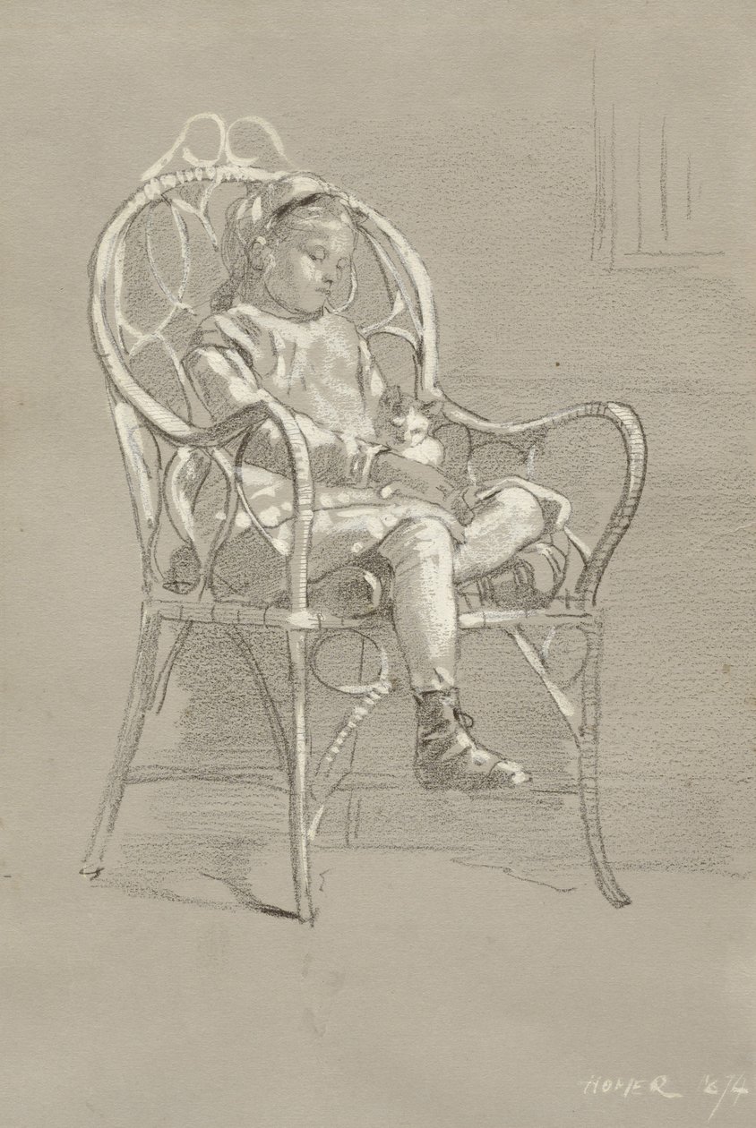Barn sittande i en korgstol, 1874 av Winslow Homer