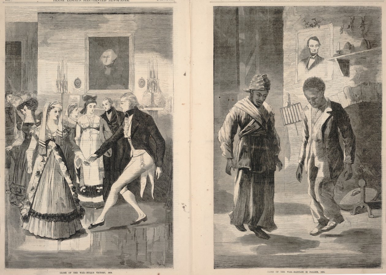 Krigsslutet - Hulls seger, 1814/Krigsslutet - Babylon har fallit, 1865, från Frank Leslie