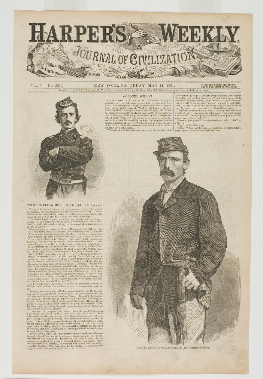 Överste Wilson, från Wilsons brigad, och överste Ellsworth, från Fire Zouaves av Winslow Homer