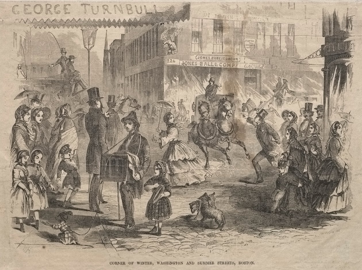 Corner Winter, Washington och Summer Streets, Boston, 1857. av Winslow Homer