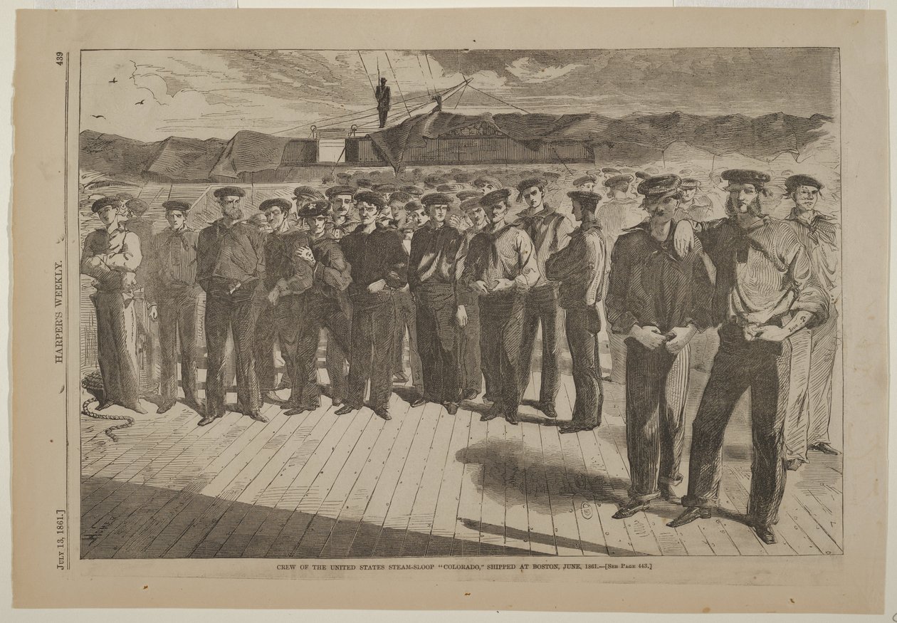 Besättningen på den amerikanska ångslupen Colorado, mönstrad i Boston, juni 1861 av Winslow Homer