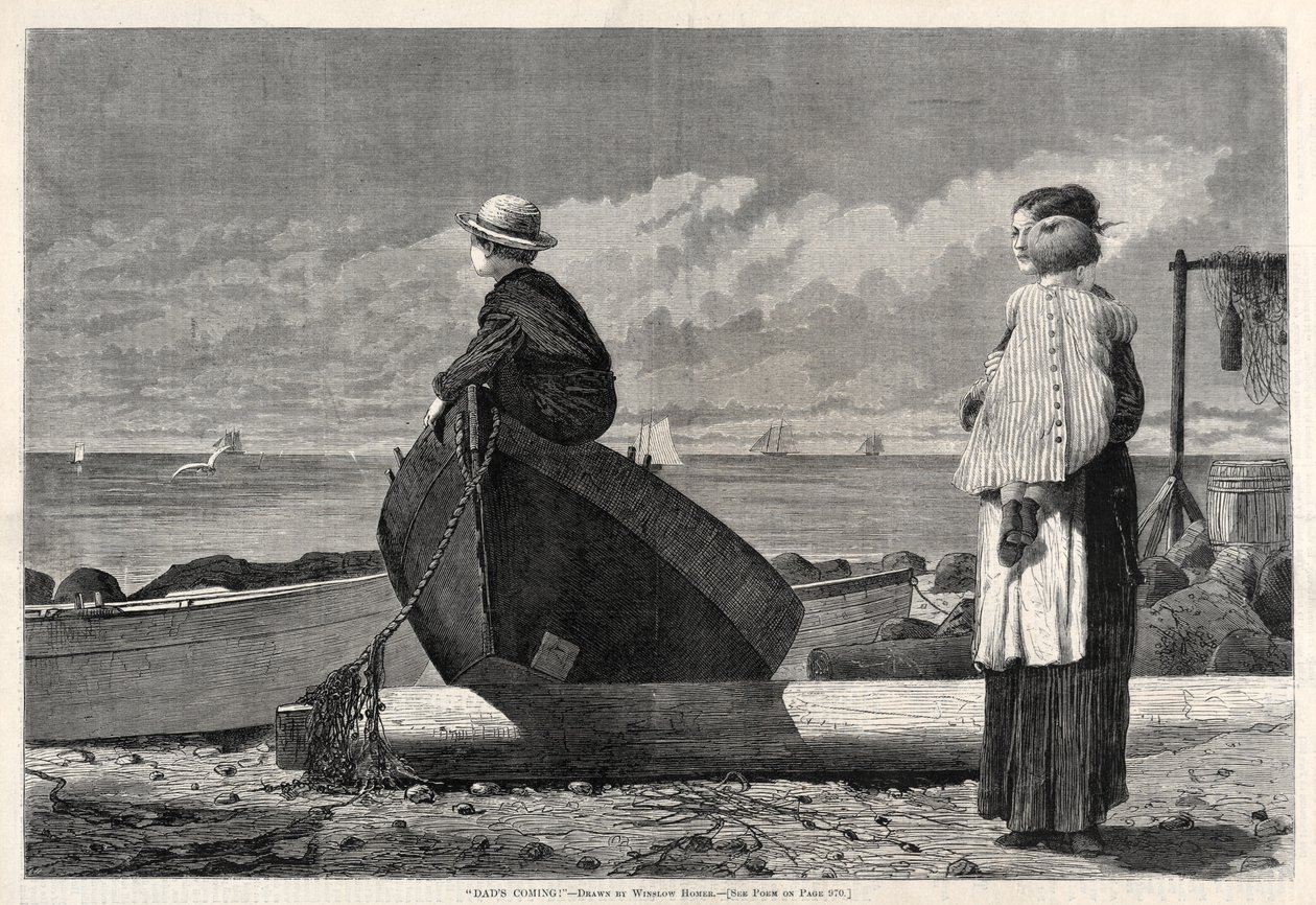 Pappor kommer!, 1873. av Winslow Homer