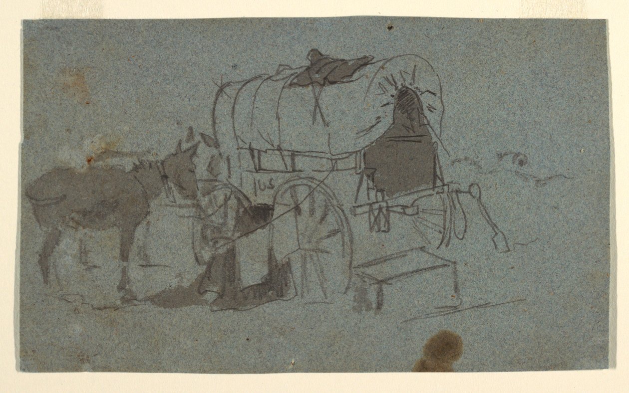 Teckning, En armévagn med mula, ca 1862 av Winslow Homer