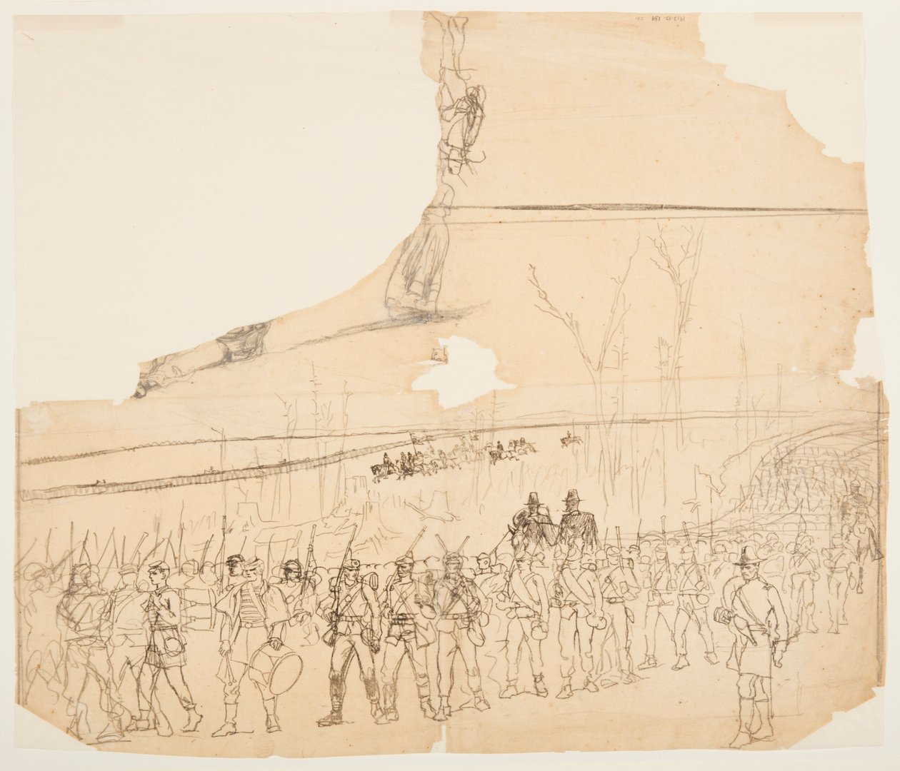 Teckning, En infanterikolonn på marsch, 1862 av Winslow Homer