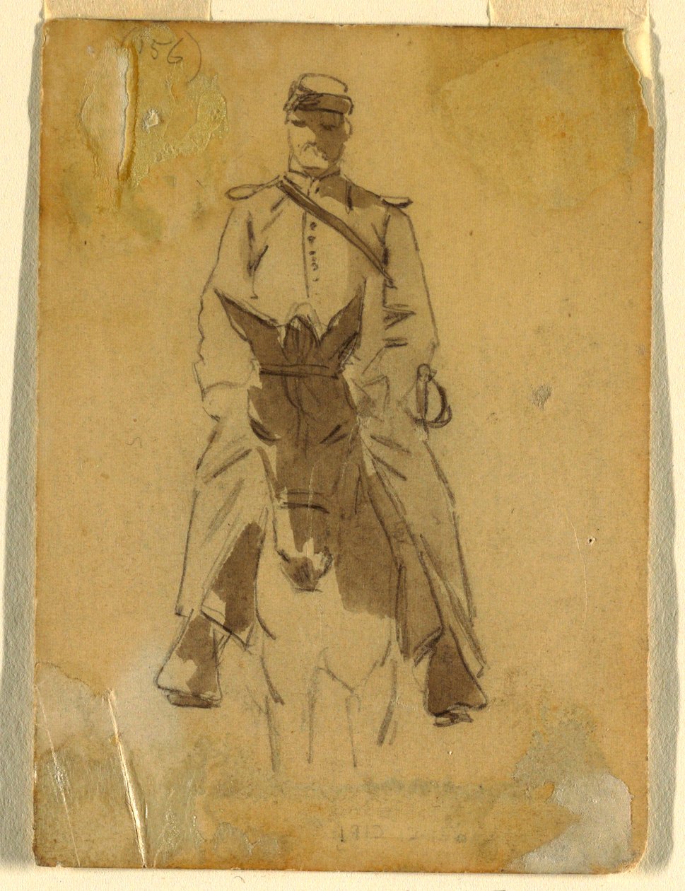 Teckning, kavalleriofficer och huvudet på hans häst, 1862 av Winslow Homer