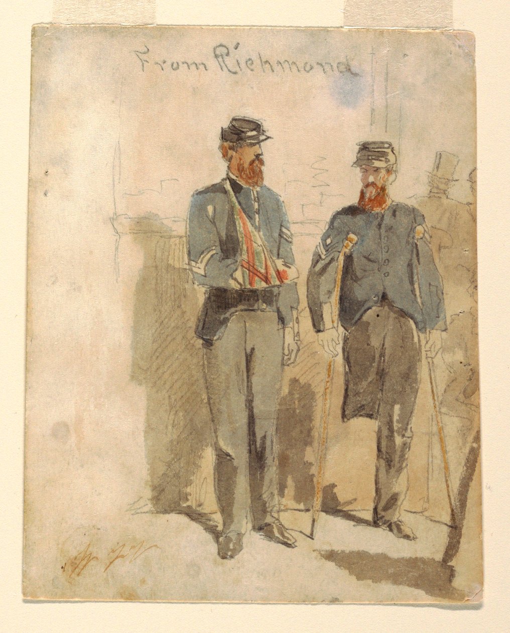 Teckning, "Från Richmond"; Två skadade soldater, 1862 av Winslow Homer