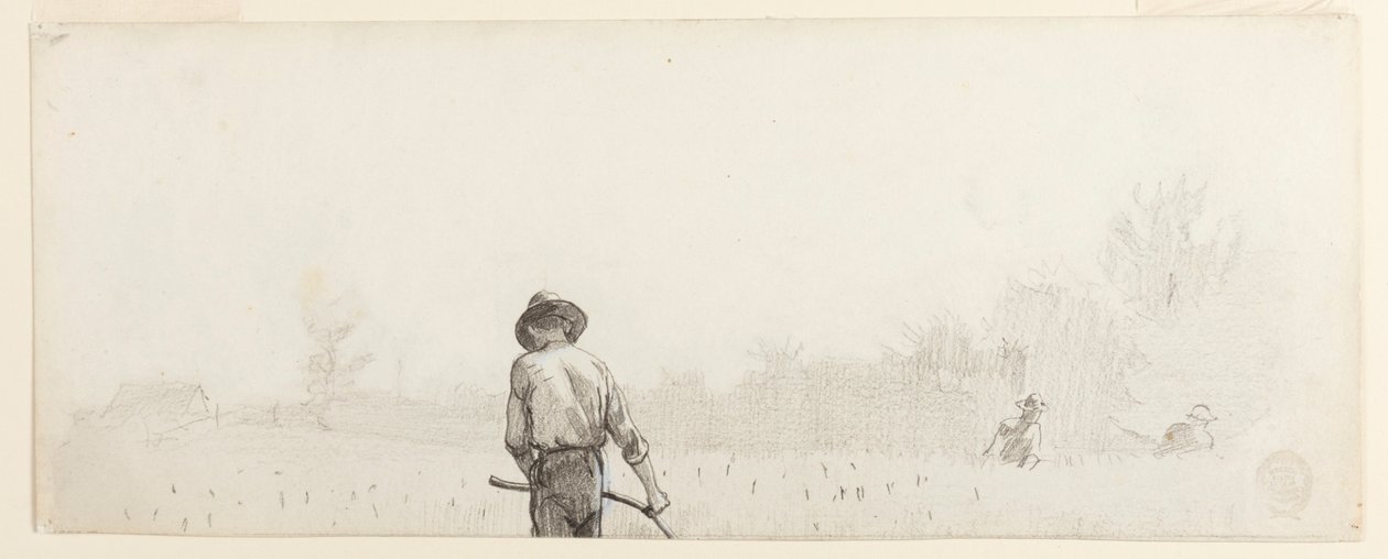 Teckning, Man med lie, ca 1865 av Winslow Homer