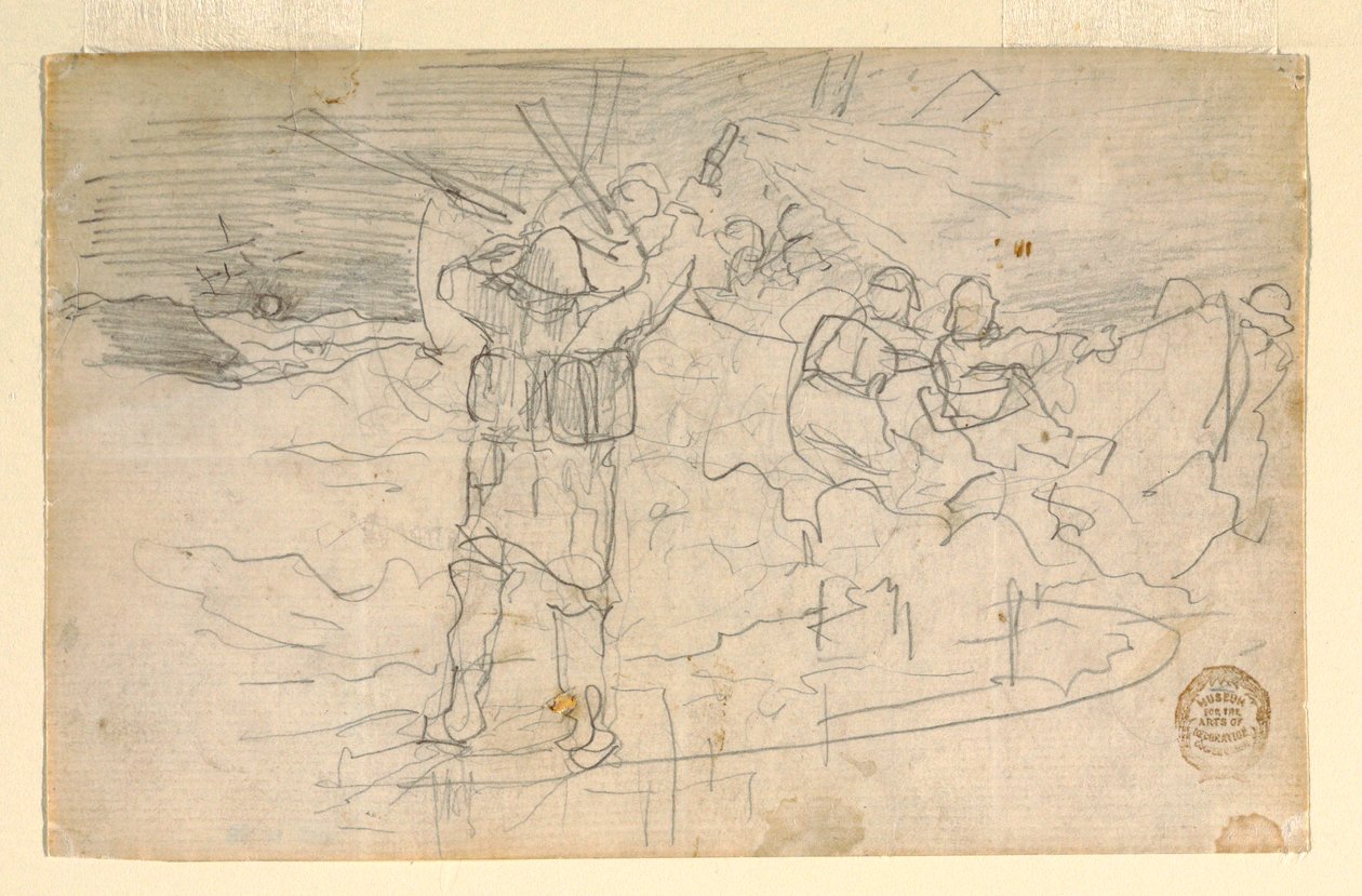 Teckning, Rött ljus, troligen 1883 av Winslow Homer