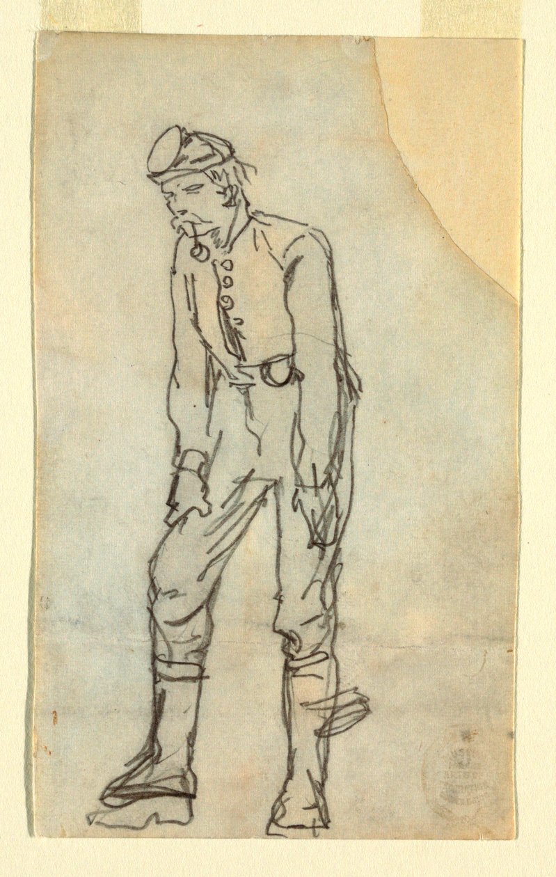 Teckning, Soldat med pipa i munnen, 1862 av Winslow Homer