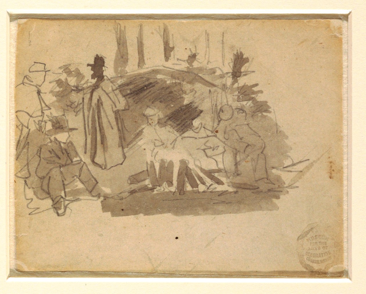 Teckning, Soldater på camping, 1862 av Winslow Homer