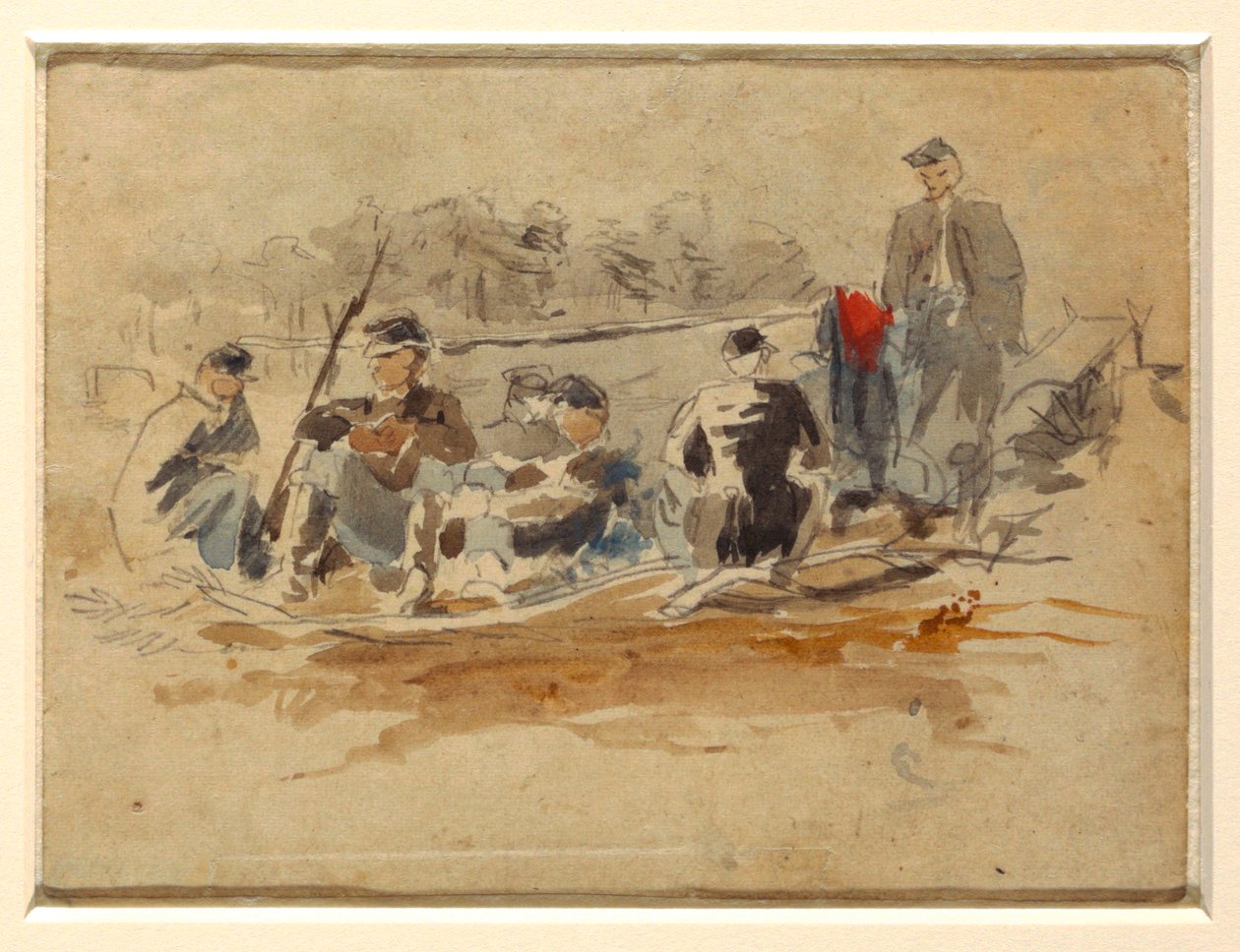 Teckning, Soldater sittande i grupp, 1862 av Winslow Homer