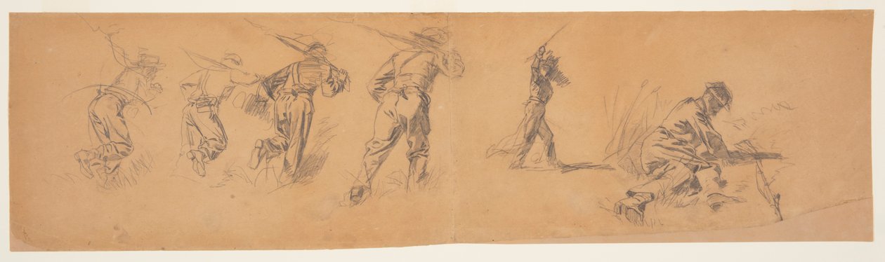 Teckning, Studier av soldater, 1863-65 av Winslow Homer