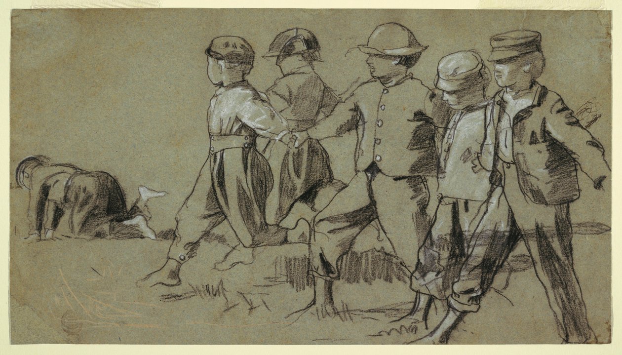 Teckning, studie till "Snap the Whip", 1872 av Winslow Homer