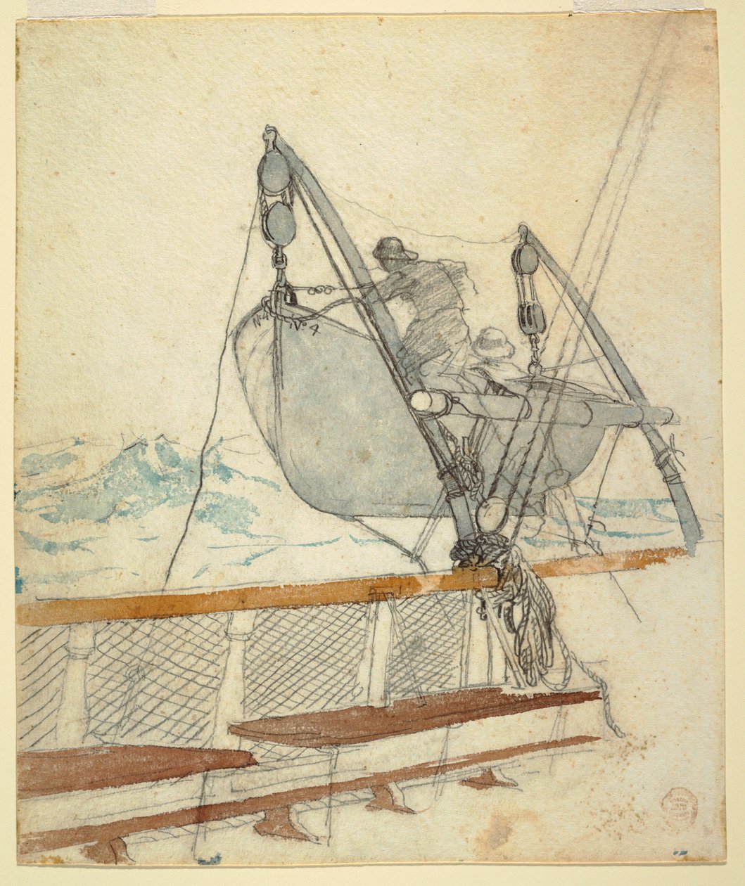 Teckning, studie till "Nödsignalen", 1881 av Winslow Homer
