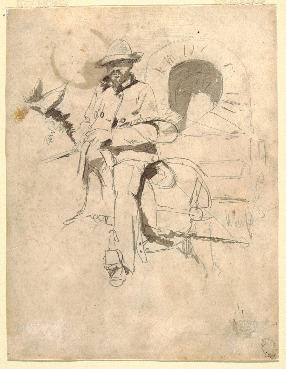 Teckning, studie av en afroamerikansk teamster, ca 1864 av Winslow Homer