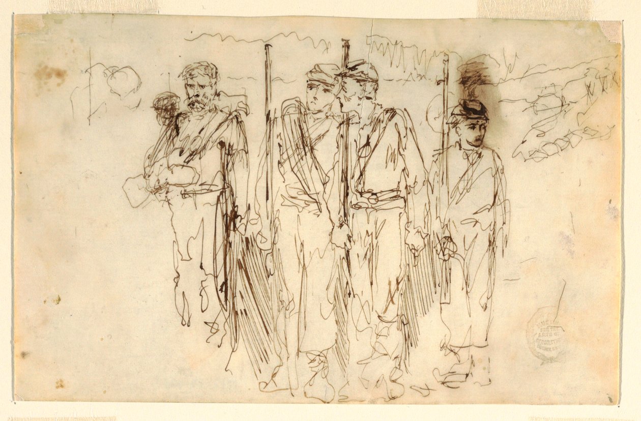 Teckning, De vandrande sårade, 1861-62 av Winslow Homer